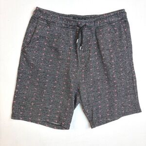Public Record Mens Flamingo Print Knit Sweat Shorts Grey Pink Medium Regular Fit